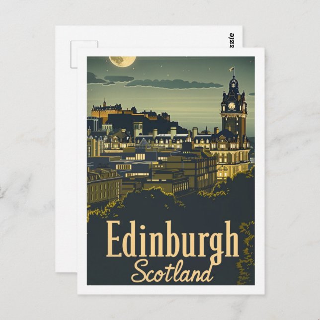 Edinburgh Schottland Vintag Berühmter Reiseort Postkarte (Vorne/Hinten)