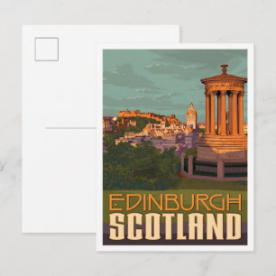 Edinburgh Schottland Vintage Kunst Reise Postkarte