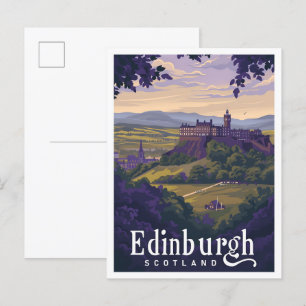 Edinburgh Schottland Vintage-Kunst-Reiseillustrati Postkarte