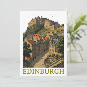 Edinburgh Schottland Vintage Reise Klassische Burg Einladung