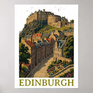 Edinburgh Schottland Vintage Reise Klassische Burg Poster