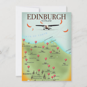 Edinburgh Schottland Vintage-Stil-Kartenposter-Dru Einladung