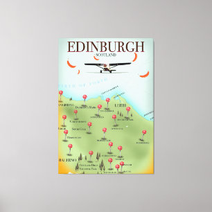 Edinburgh Schottland Vintage-Stil-Kartenposter-Dru Leinwanddruck