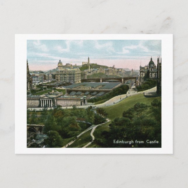Edinburgh, Schottland von Castle Vintag Postkarte (Vorderseite)