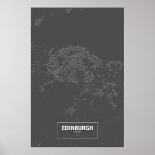 Edinburgh, Schottland (weiß auf Schwarzem) Poster