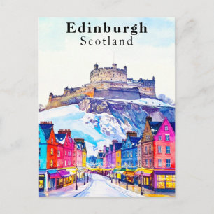 Edinburgh Scotland Castle und Street Winter Travel Postkarte