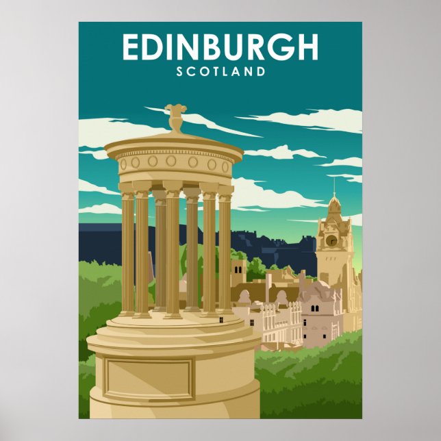 Edinburgh Scotland City Illustration Travel Poster (Vorne)