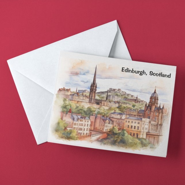 Edinburgh Scotland City View Wasserfarbenreise Postkarte (Edinburgh Scotland City View Watercolor Travel Postcard)