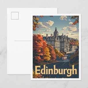 Edinburgh Scotland Classic Retro Vintage Travel Postkarte