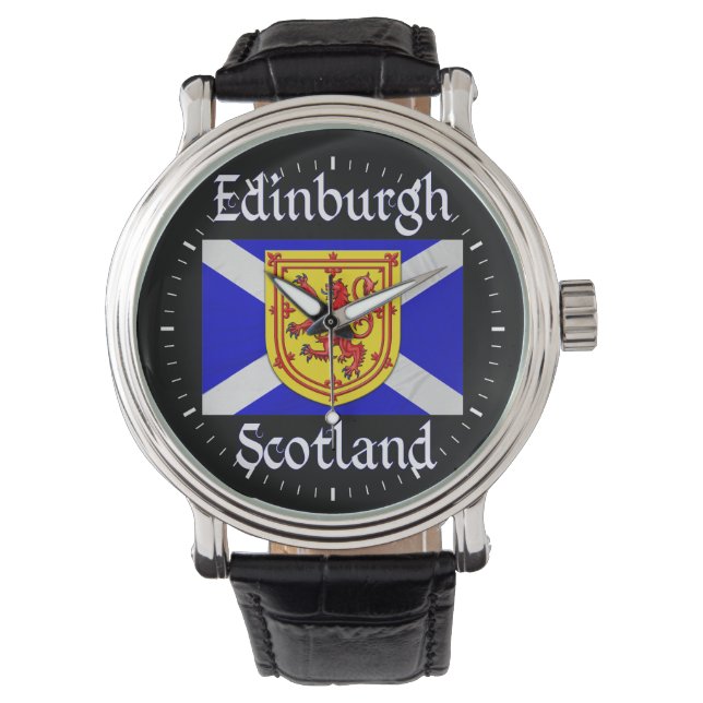 Edinburgh Scotland Lion Rampant Scottish Flag Armbanduhr (Vorderseite)