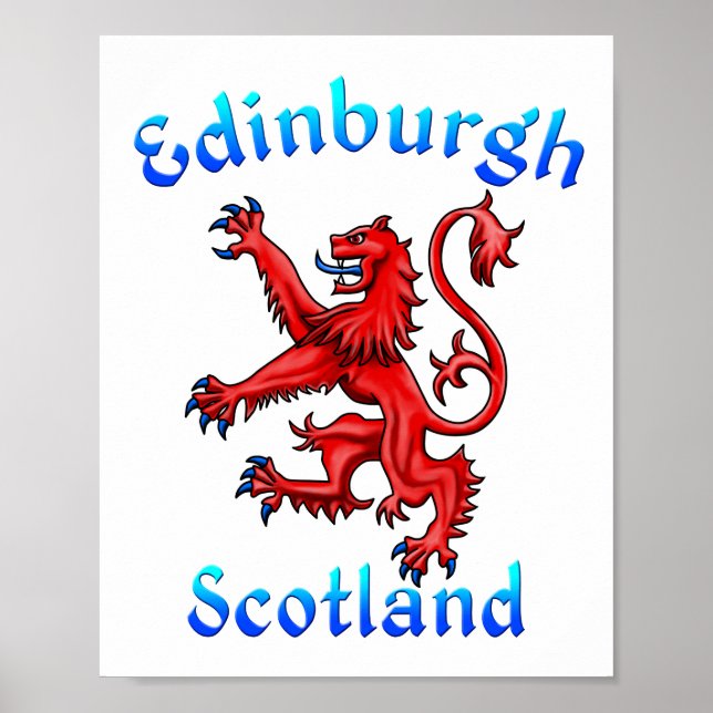 Edinburgh Scotland Lion Rampant Scottish Flag Poster (Vorne)