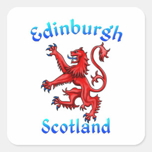 Edinburgh Scotland Lion Rampant Scottish Flag Quadratischer Aufkleber