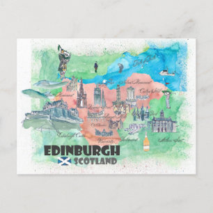 Edinburgh Scotland Reiseplan Postkarte