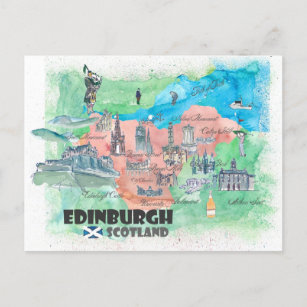 Edinburgh Scotland Reiseplan Postkarte