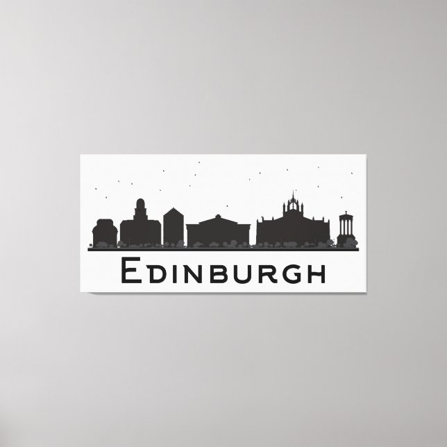 Edinburgh Scotland | Schwarz-Weiß-Skyline Leinwanddruck (Vorderseite)