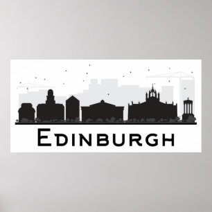 Edinburgh Scotland   Schwarz-Weiß-Skyline Poster
