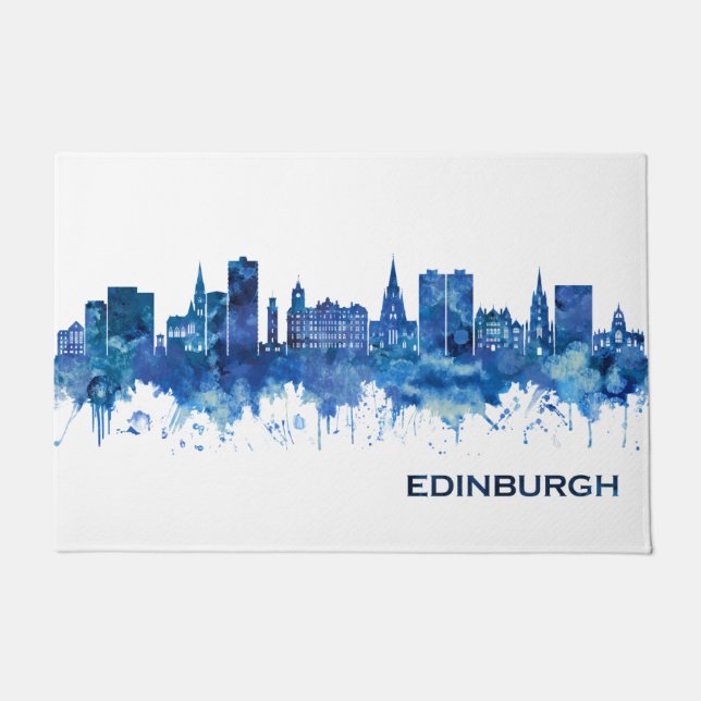 Edinburgh Scotland Skyline Blue Fußmatte (Vorderseite)