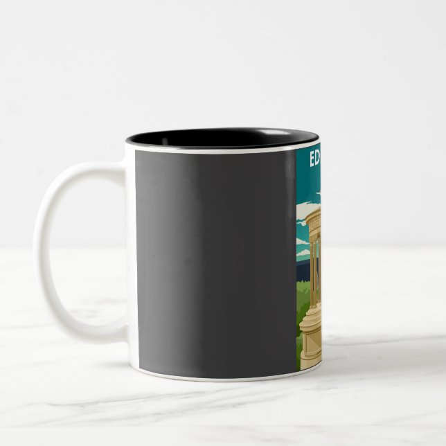 Edinburgh Scotland Vintag Minimal Travel Poster Zweifarbige Tasse (Links)