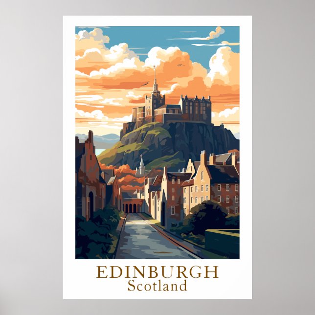 Edinburgh Scotland Vintage Travel Castle Art Poster (Vorne)