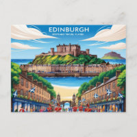Edinburgh Scotland Vintage Travel Poster Postkarte