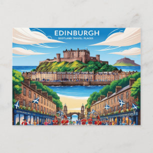 Edinburgh Scotland Vintage Travel Poster Postkarte