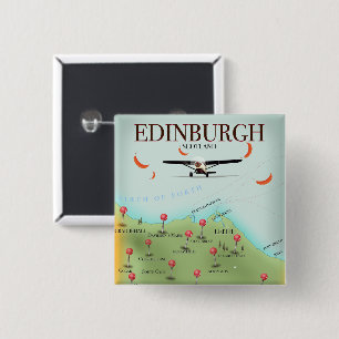 Edinburgh Scotland Vintager Stil Kartenposter druc Button