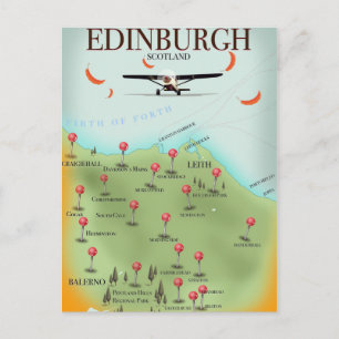Edinburgh Scotland Vintager Stil Kartenposter druc Postkarte