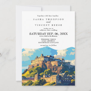 Edinburgh Scotland Wedding Invitation Retro Einladung