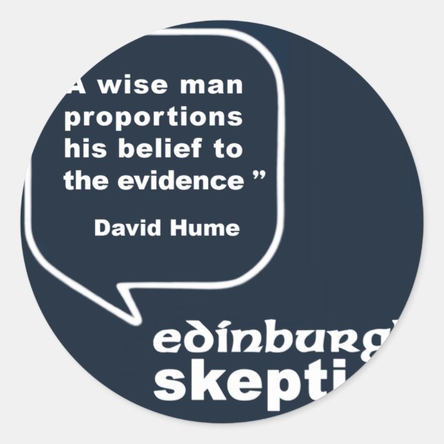 Edinburgh Skeptics - Hume Quote Runder Aufkleber (Vorderseite)