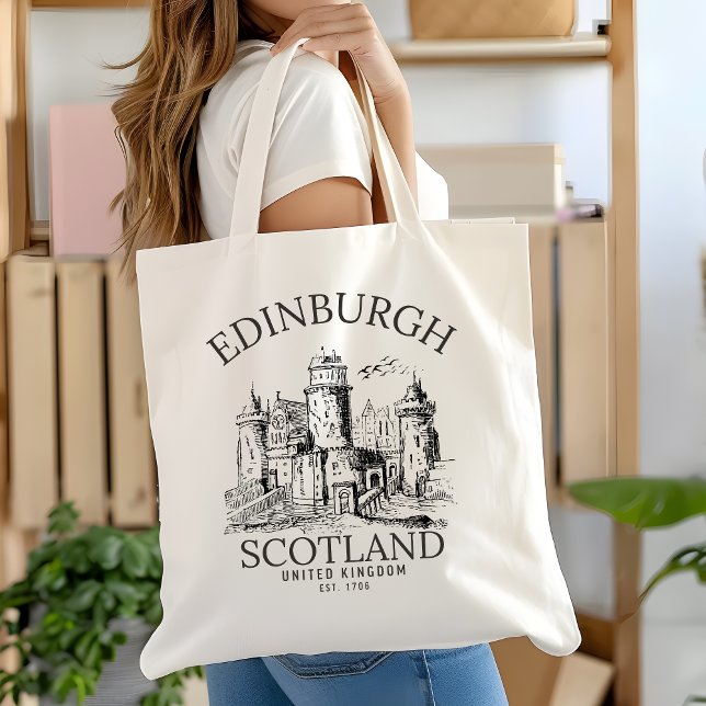 Edinburgh Tote Bag | Vintage Scotland Travel  Tragetasche (Von Creator hochgeladen)