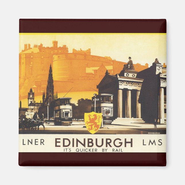 Edinburgh über LNER-Bahnplakat Magnet (Vorne)