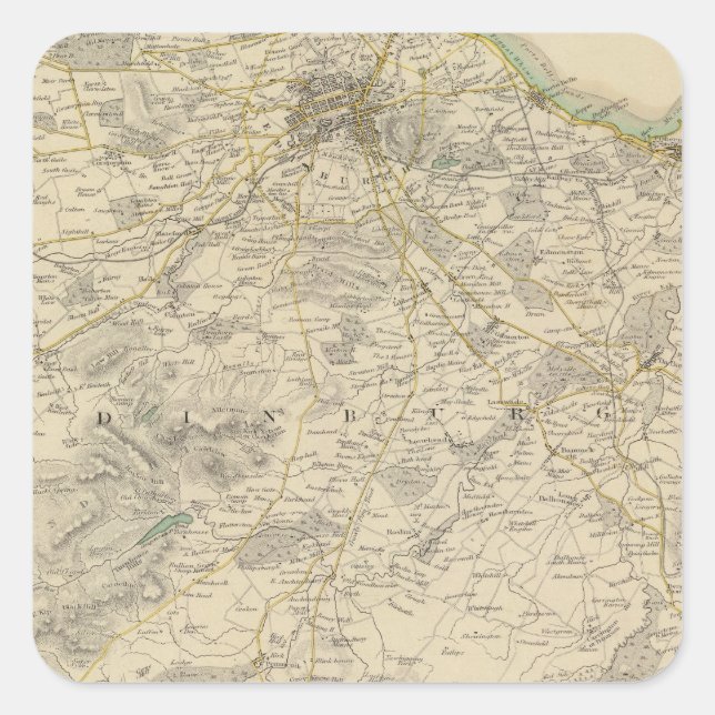 Edinburgh-Umgebungen Quadratischer Aufkleber (Vorderseite)