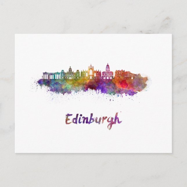 Edinburgh V2 Skyline in Aquarell Postkarte (Vorderseite)