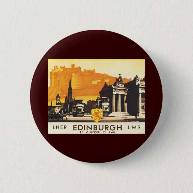 Edinburgh via LNER Rail Poster Button (Vorderseite)