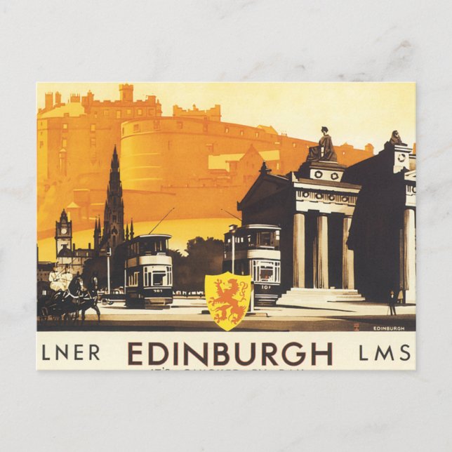 Edinburgh via LNER Rail Poster Postkarte (Vorderseite)