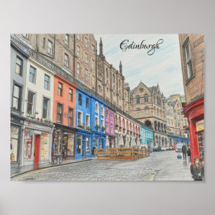 Edinburgh Victoria Street Postkarte Poster