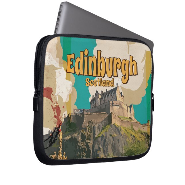 Edinburgh Vintage Travel Poster Laptopschutzhülle (Vorne Rechts)
