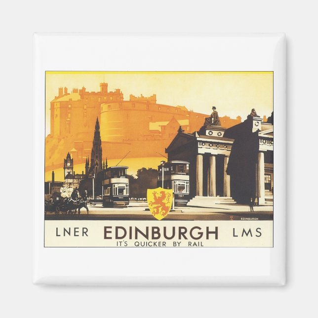 Edinburgh Vintage Travel Poster Magnet (Vorne)