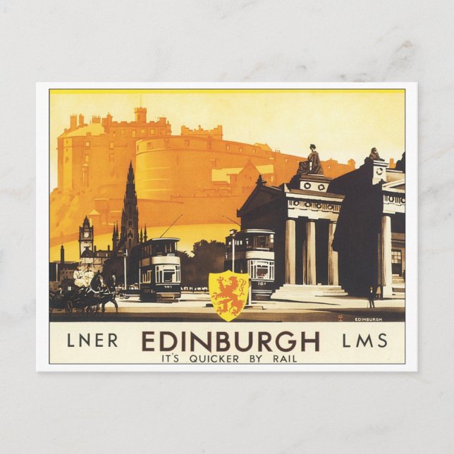 Edinburgh Vintage Travel Poster Postkarte (Vorderseite)