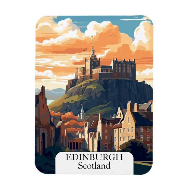 Edinburgh, Vintages schottisches Schloss Magnet (Vertikal)