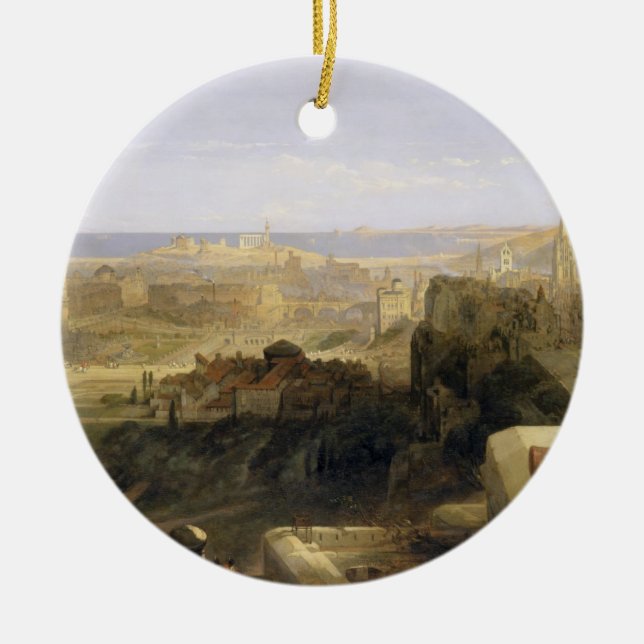 Edinburgh vom Schloss, 1847 (Öl auf Leinwand) Keramik Ornament (Vorne)