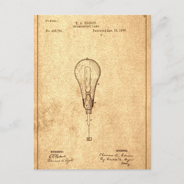 Edison Bulb Patent Postkarte (Vorderseite)