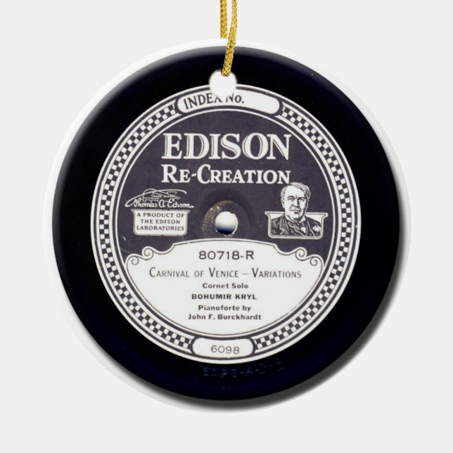 "EDISON-Erholungs-" Antiken-Minirekordverzierung Keramik Ornament (Vorne)