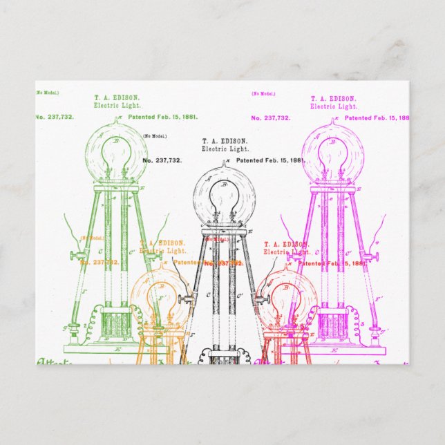 Edison Glühbirne Postkarte (Vorderseite)