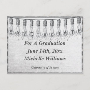 Edison Light Bulb Abschluss Save the Date Ankündigungspostkarte