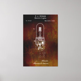 Edison Lightbulb Patent 1880 Leinwanddruck