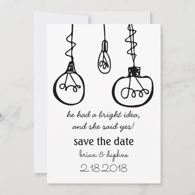 Edison Lightbulb Save the Date Einladung (Vorderseite)