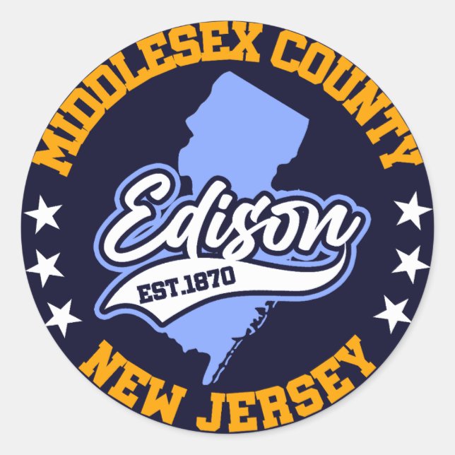 Edison, New Jersey Runder Aufkleber (Vorderseite)