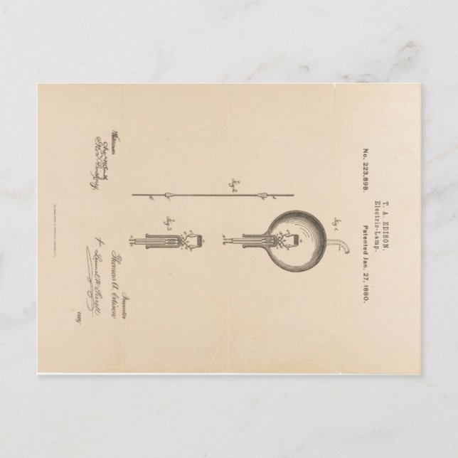 edison-patent-lampe-postcard-u.s. postkarte (Vorderseite)