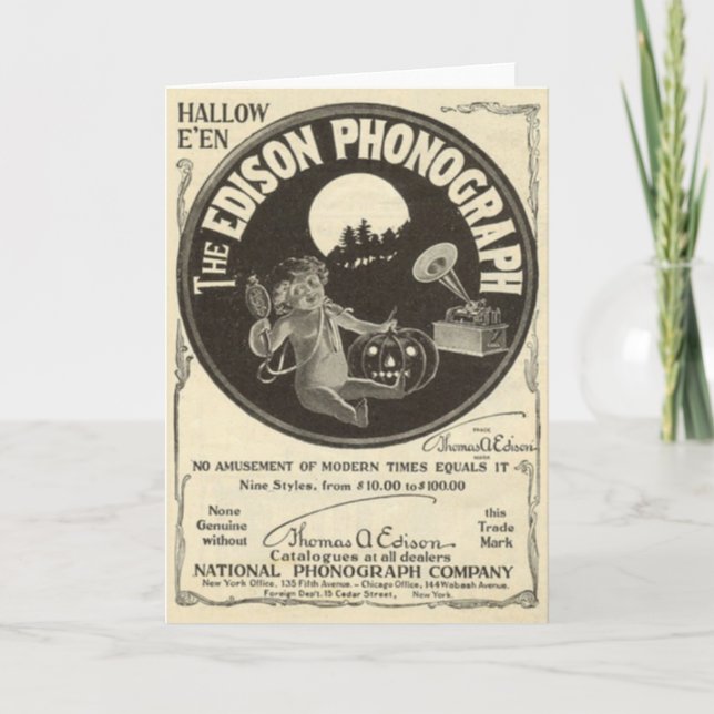 Edison Phonograph Halloween Ad Jack O Lantern Karte (Vorderseite)
